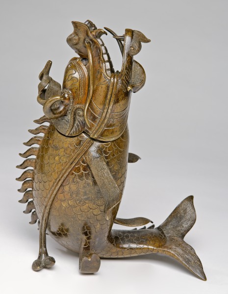 Censer in the form of a leaping carp transforming itself into a dragon ...