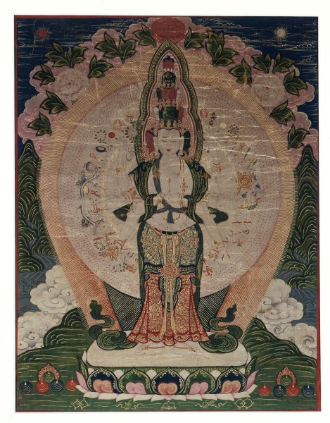 Tangka:  Thousand-armed Avalokitesvara in Cosmic Form (Tangka: Avalokitesvara de mil brazos en forma cósmica)