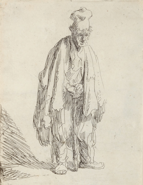 Beggar in High Cap,  Leaning on a Stick (Mendigo con gorra, apoyado en un palo)