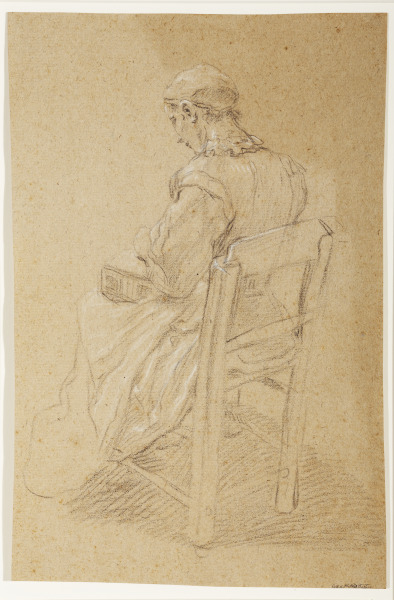 Woman Seated in a Chair Seen From Behind (Mujer sentada en una silla vista desde atrás)