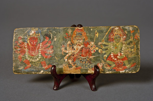 Painted Hindu manuscript cover (Portada hindú de manuscritos pintada)